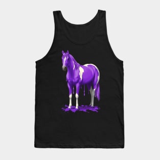 Funny Purple Pinto Dripping Wet Paint Horse Tank Top